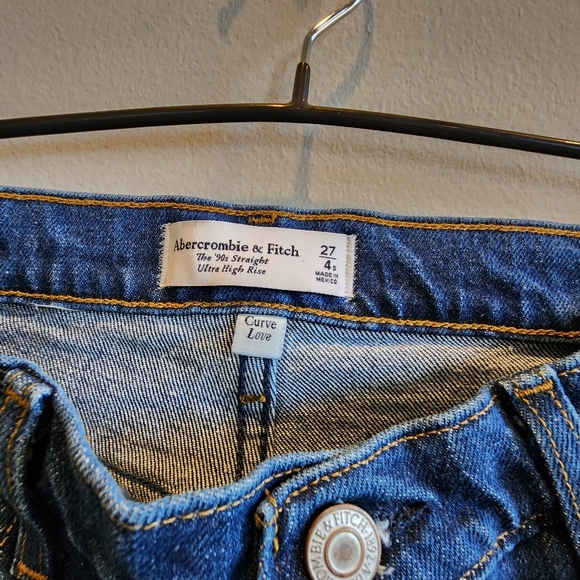 Abercrombie The 90's Straight denim SZ 27 4S Medium dark wash ultra high rise - Picture 2 of 8